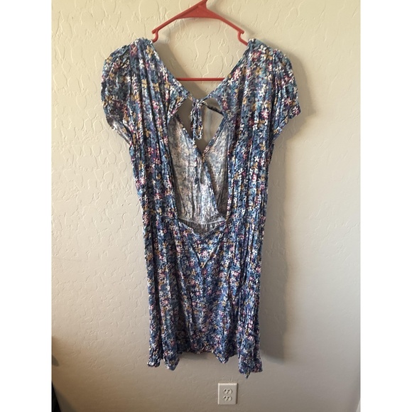 Cupshe Dress Womens‎ XXL Blue Floral Print Casual VNeck Keyhole Boho Breezy - Picture 2 of 4